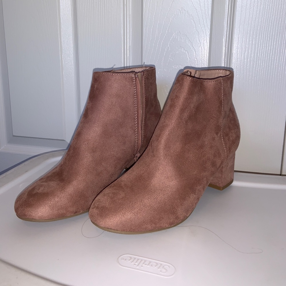 pink velvet booties